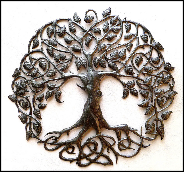  Metal Tree Wall Decor, Metal Wall Hanging, Handcrafted Metal, Haitian Art, Metal Wall Hanging, Stee