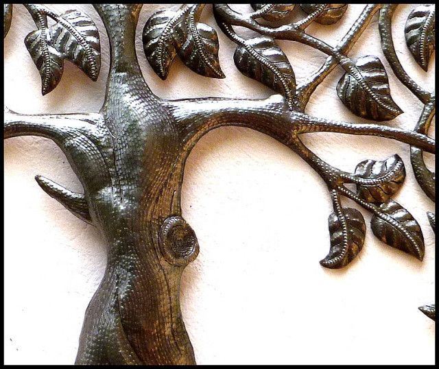  Handcrafted metal tree wall hanging - Haitian steel drum art