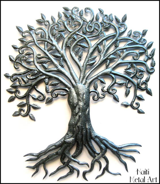 metal tree wall art, Haitian metal art