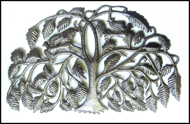 Tree and Birds,Garden Decor, Metal Wall Decor, Metal Art Wall Hanging, Haiti Metal Art, Metal Wall D