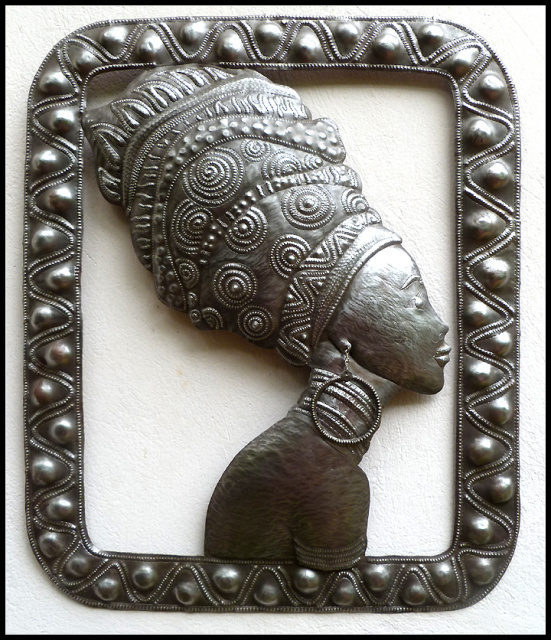 Haiti Metal Art, African Metal Art Wall Hanging, Ethnic Metal Wall Art of Haiti  - 20" x 24"