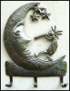 Kokopelli and Moon Metal Wall Hook, Southwestern Art, Haitian Steel Drum