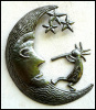 Handcrafted Metal Kokopelli and Moon Wall Hanging, Steel Drum Art, Haitian Metal Art, 11" x 13"