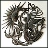 Metal Angel, Steel Drum Art Wall Decor of Haiti -  Angel, Sun & Birds - Metal Art - 24"