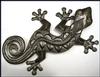 Gecko Metal Wall Decor, Outdoor Garden Art, Handcut Recycled Steel Drum -16"x26"