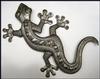 Metal Art Gecko Wall Hanging - Haitian Recycled Steel Drum - 10" x 15"