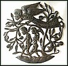 Adam & Eve Watched by an Angel - Haitian Metal Drum Bible Art - 24"