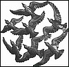 Birds Metal Art Wall Hanging - Haitian Art, Recycled Steel Drum Art - 24"