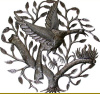 Mama & Baby Birds, Bird Metal Wall Art, Haitian Steel Drum Metal Wall Decor - 24' X 24"