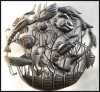 Shellfish Metal Art Wall Hanging, Haitian Steel Drum Art , Outdoor metal art, 34"