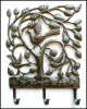 Metal Towel Hook, Bird and Flower Metal Wall Hook. Steel Drum Art, Haitian Art - 13" x 17"