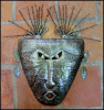 Metal Mask - Haitian Metal Art - Ethnic Art - 34" Tribal Mask - Steel Drum Art - 34"