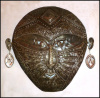 Tribal Mask, Metal Wall Hanging, Metal Wall Art, Recycled Steel Drums in Haiti - 24" x 25"