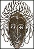 Haitian Tribal Mask Wall Decor - Steel Drum Metal Art - 17" x 24"