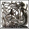  Mermaid Metal Art Wall Decor - Haitian Metal Art, Haitian Steel Drum Metal Design - 17"