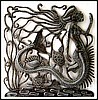 Mermaid Wall Art - Metal Wall Decor- Handcrafted Haitian Steel Drum -Metal Home Decor - 24"