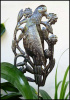 Bird Design Metal Plant Stick - Garden Decor - Handcrafted Haitian Steel Drum Art - 7" x 12 1/2"