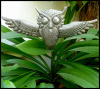 Garden Decor, Metal Owl Plant Marker, Plant Stick, Yard Art. Garden Markers - 8" x 15"