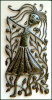 Haitian Steel Drum Metal Wall Hanging - Dancing Peasant Woman - 17" x 30"