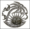 Sun Metal Art Wall Hanging - Outdoor Metal Art - Haitian Steel Drum Wall Art -24"