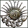 Haitian Art - Metal Sculpture Wall Hanging - Sun - Birds Metal Art - 34"